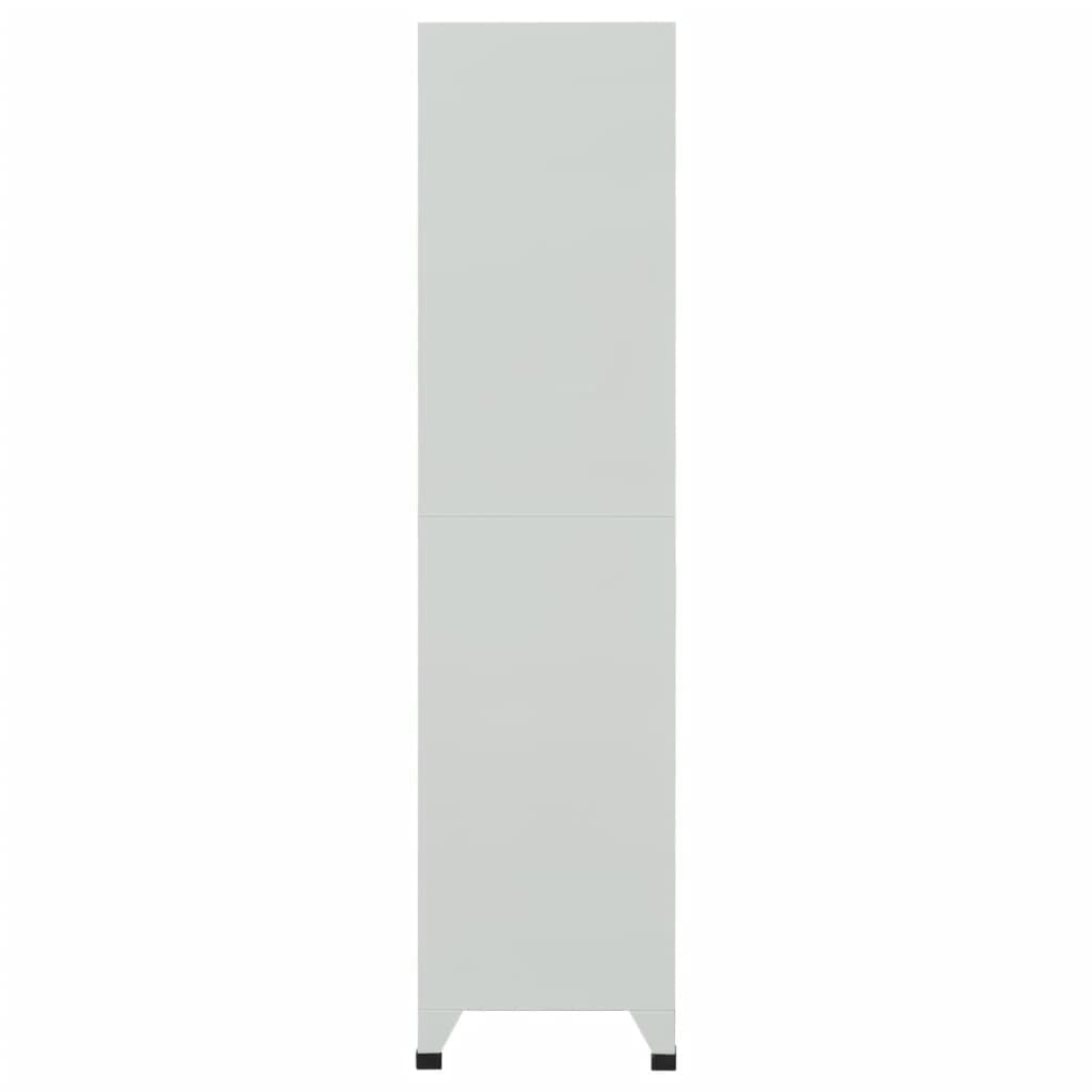 pokgdf Grey Steel Large Locker Cabinet with Six Locking Compartments for Secure Storage in Office or Gym, Durable Industrial Style Organizer