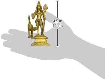 God Murugan Swami Miniature Brass Statue with Peacock, Handcrafted Decor Item for Home, Temple, Gifting, 2.25 x 3 x 4.3