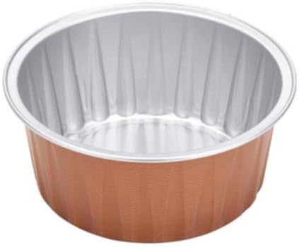KEISEN 3 2/5" 125ml Disposable Aluminum Foil Cups, 100/PK - 4OZ Ramekin Cup for Muffin Cupcake Baking (Chestnut)