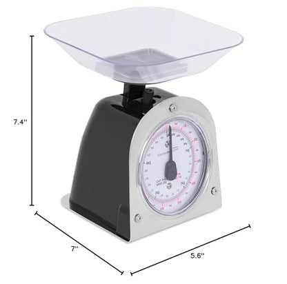 Mechanical Kitchen Food Weight Scale with Removable Bowl – Accurate Measurements up to 11 lbs (5 kg) – Ideal for Cooking, Baking, and Portion Control