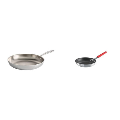 Tramontina Fry Pan Stainless Steel Tri-Ply Clad 12-inch, 80116/007DS & Professional Fry Pans (8-inch)