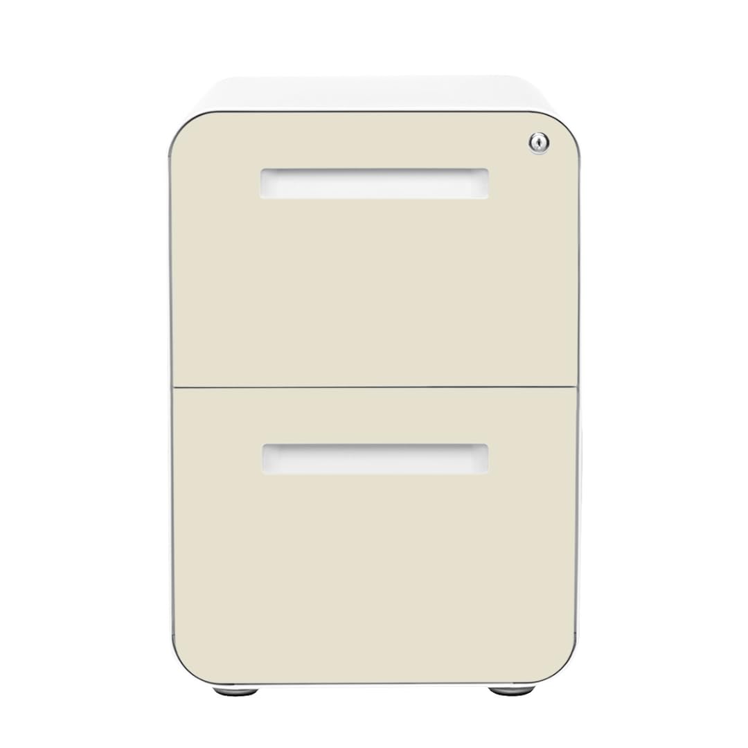 Laura Davidson Furniture Stockpile 2 Drawer Mobile File Cabinet with Lock - Under Desk Metal Filing Cabinet, Legal/Letter File Folders, Wheels and Stationary Feet, Pre-Assembled, Ivory