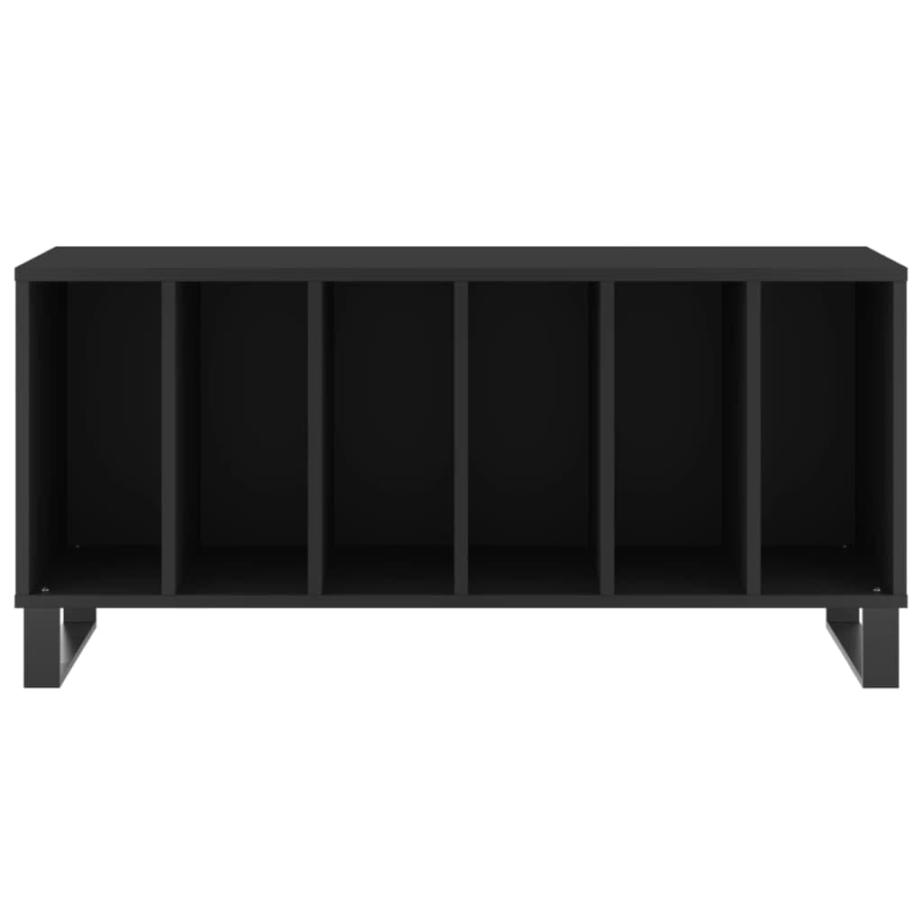 Vinyl Record Storage Cabinet with Iron Legs, Mid-Century Modern Media Console for Living Room, Matte Black Engineered Wood Record Player Stand, 39.4x15.0x18.9 Inches