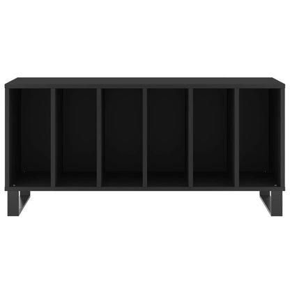 Vinyl Record Storage Cabinet with Iron Legs, Mid-Century Modern Media Console for Living Room, Matte Black Engineered Wood Record Player Stand, 39.4x15.0x18.9 Inches