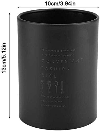 Kitchen Utensil Holder, Black Stainless Steel 3.9x5.1in Spoon Holder with Drainage Holes for Kitchen Counter
