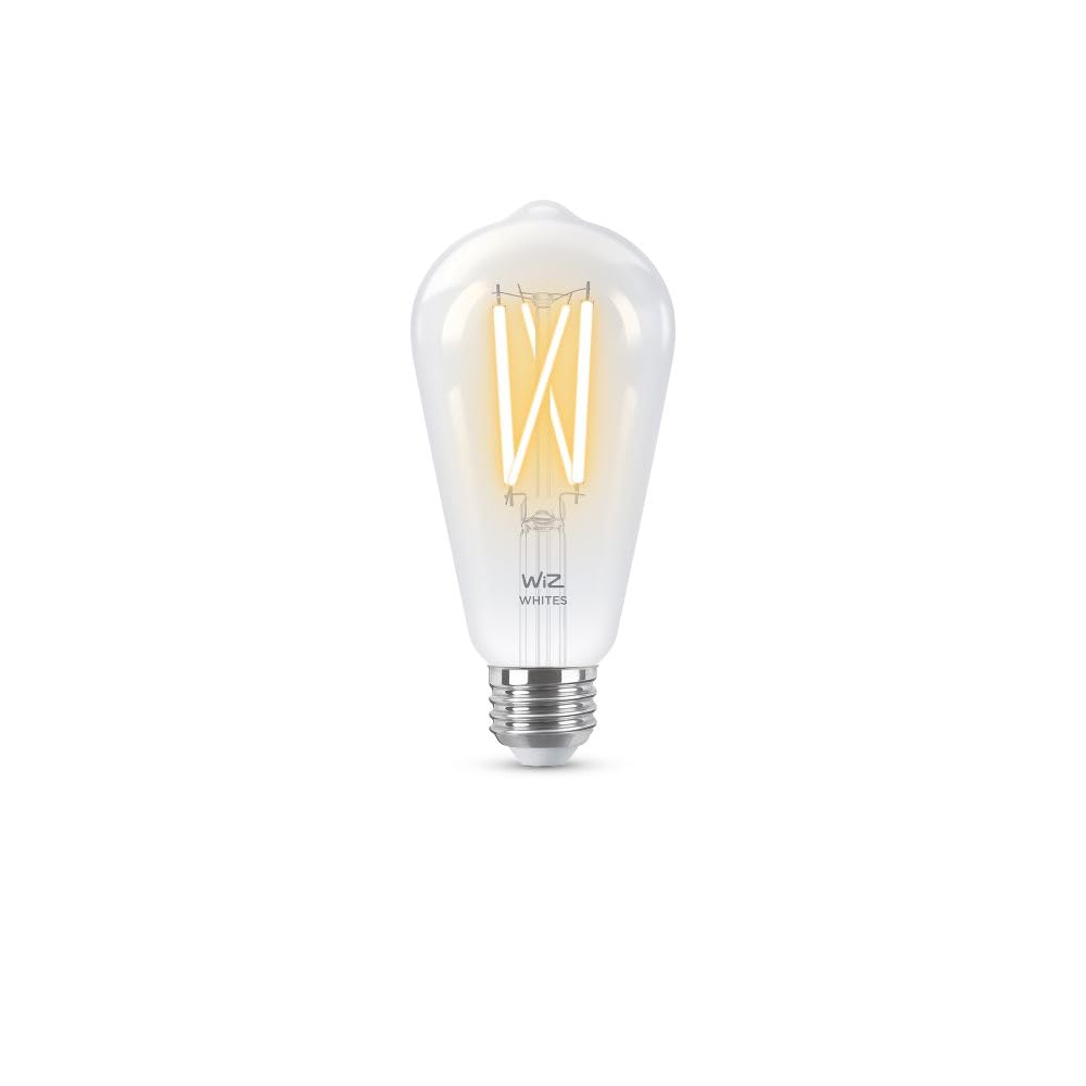 WiZ Clear 60W ST19 Tunable White Filament LED Smart Bulb - Pack of 6 - E26- Indoor - Connects to Your Existing Wi-Fi - Control with Voice or App + Activate with Motion - Matter Compatible