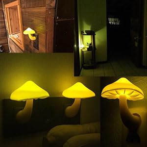AUSAYE Sensor LED Night Light Plug in Wall Lamp, Energy Saving NightLight Cute Mushroom Night Lights for Adults Kids Bedroom,Bathroom,Toilet, Stairs, Kitchen,Hallway Corridor Warm White