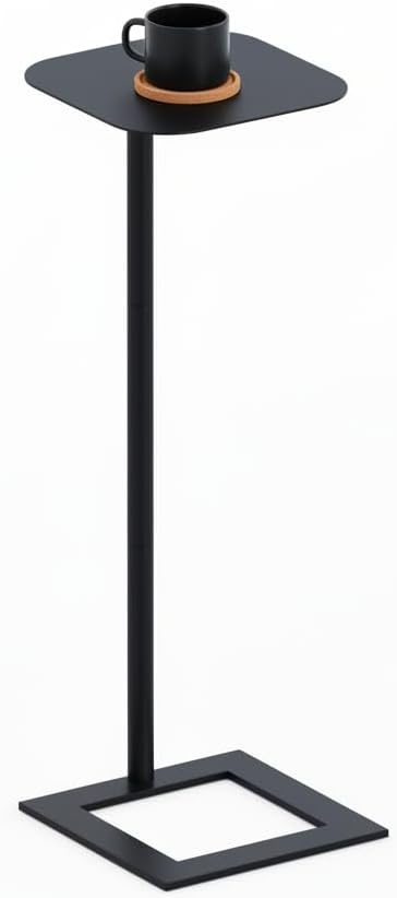23.4" Stable C Table End Table, Tall C Shaped Side Table That Slides Under Sofa, Slim Under Couch Table, Modern