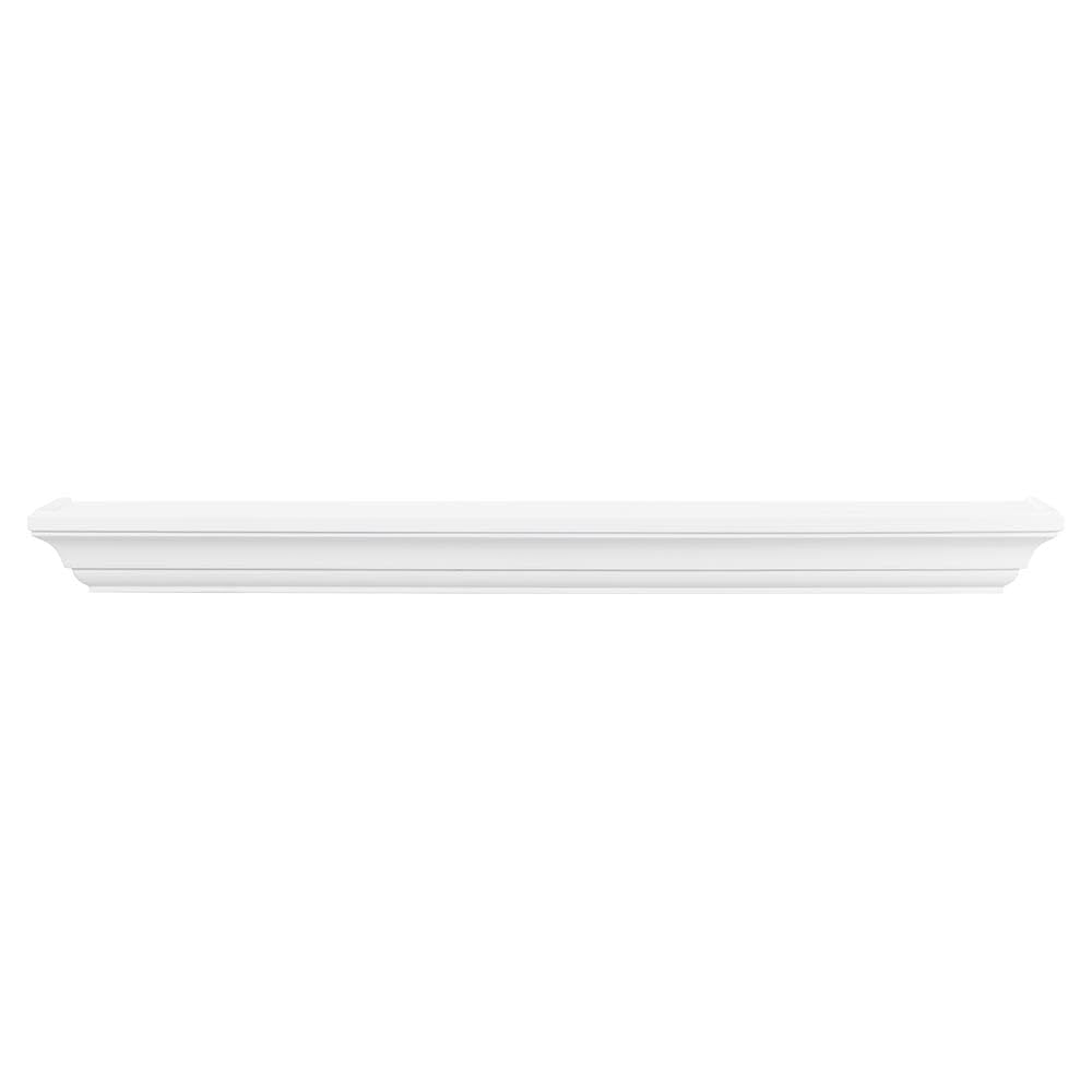 MANTELSDIRECT 60 Inch Floating Fireplace Mantel Wood Shelf in White - Colton from Mantels Direct | Wooden Rustic Wall Shelf Perfect for Décor and Electric Fireplaces