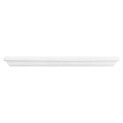 MANTELSDIRECT 60 Inch Floating Fireplace Mantel Wood Shelf in White - Colton from Mantels Direct | Wooden Rustic Wall Shelf Perfect for Décor and Electric Fireplaces