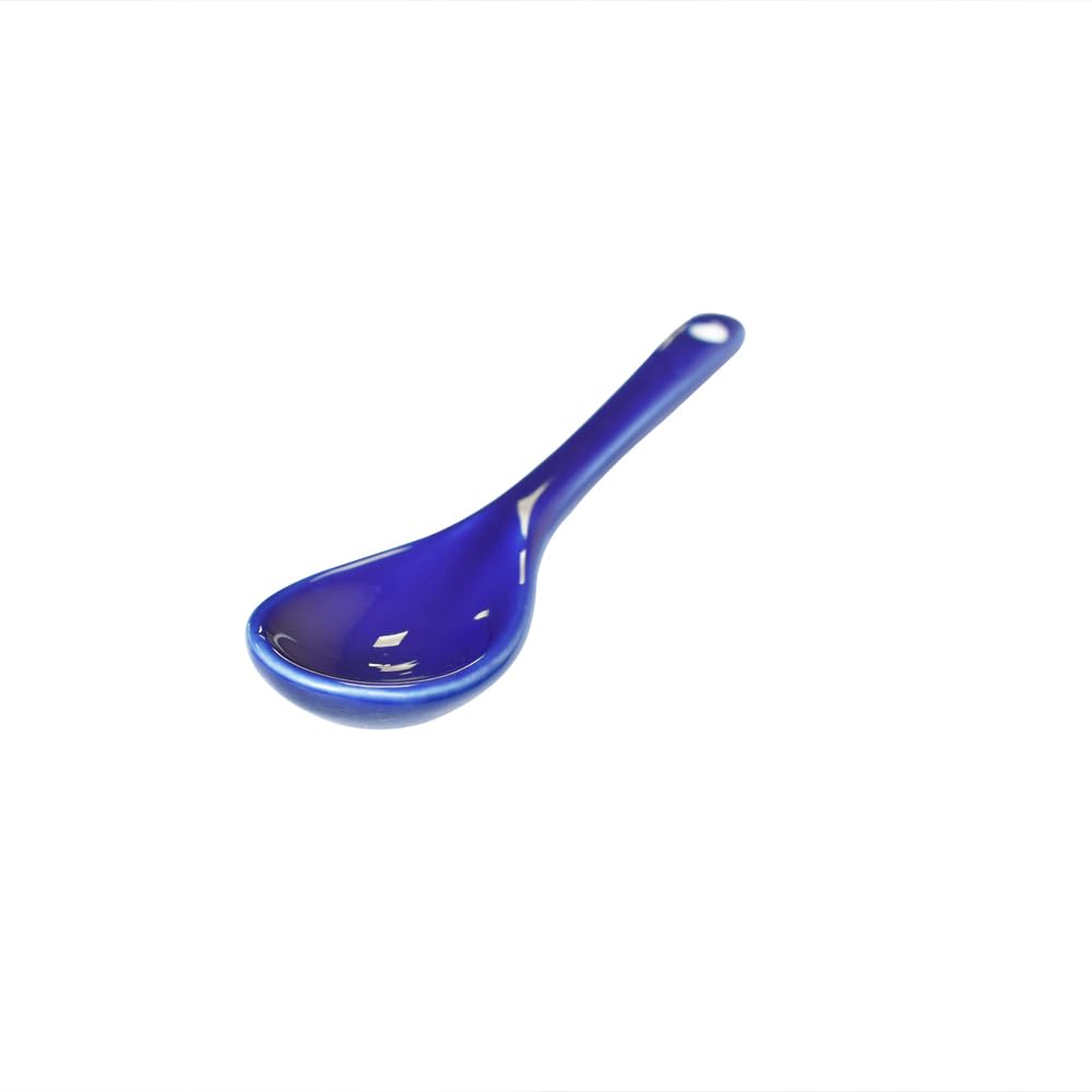 Albedel Blue 6 pcs Porcelain Egg Spoons Ceramic Spoons 4.7 inch Coffee Dessert Yogurt Tea Milky Tea