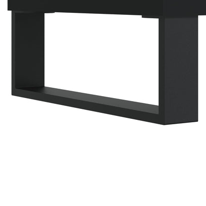 Vinyl Record Storage Cabinet with Iron Legs, Mid-Century Modern Media Console for Living Room, Matte Black Engineered Wood Record Player Stand, 39.4x15.0x18.9 Inches