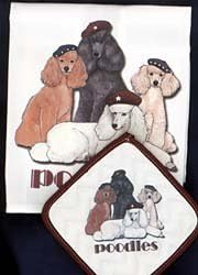 Poodle Dish Towel & Potholder