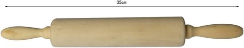 Classic Wood Rolling Pin - 35cm Hardwood Dough Roller with Comfort Grip Handles for Baking
