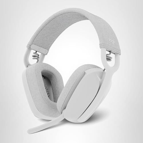 Logitech Zone Vibe 100 Lightweight Wireless Over Ear Headphones with Noise Canceling Microphone, Advanced Multipoint Bluetooth Headset, Works with Teams, Google Meet, Zoom, Mac/PC - Off White