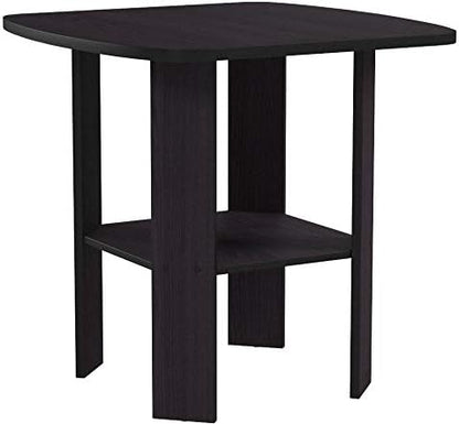Set 2, 2-Tier Furinno SIMPLE DESIGN Side Table of Modern End Table with Soft Edges, Open Shelves Night Stand, Bedside