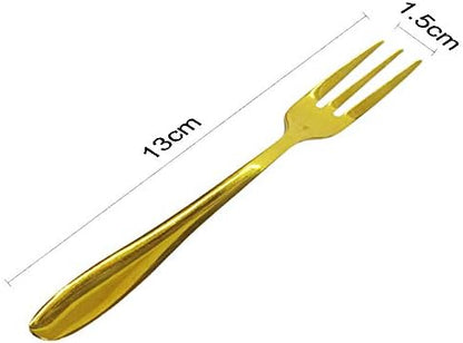 Comicfs 12-Piece Appetizer Small Forks, 5.2 Inches Stainless Steel Gold 3-Tine Forks for Party Travel (12 Forks)