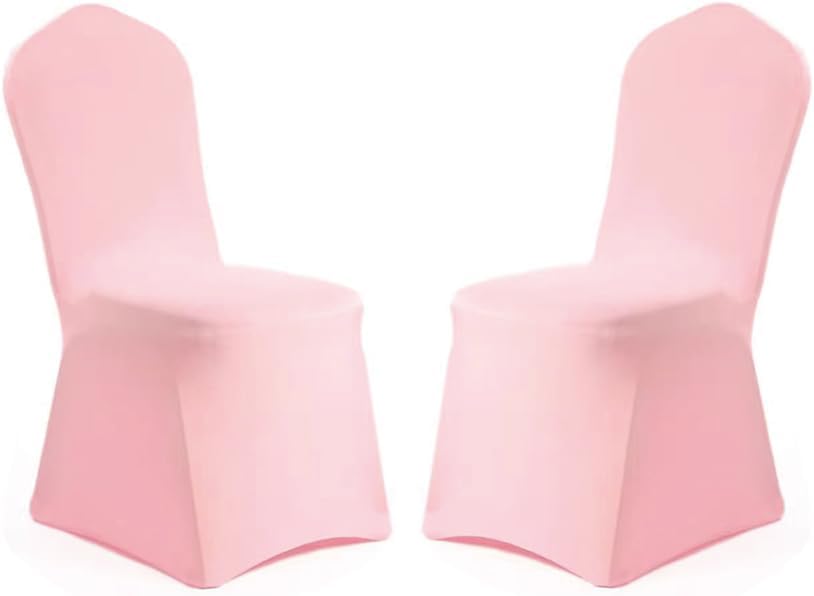 Yahpetes (1 Chair Cover Pink Polyester Spandex Banquet Chair Covers Slipcover Flat Front Stretch Spandex Chair Covers