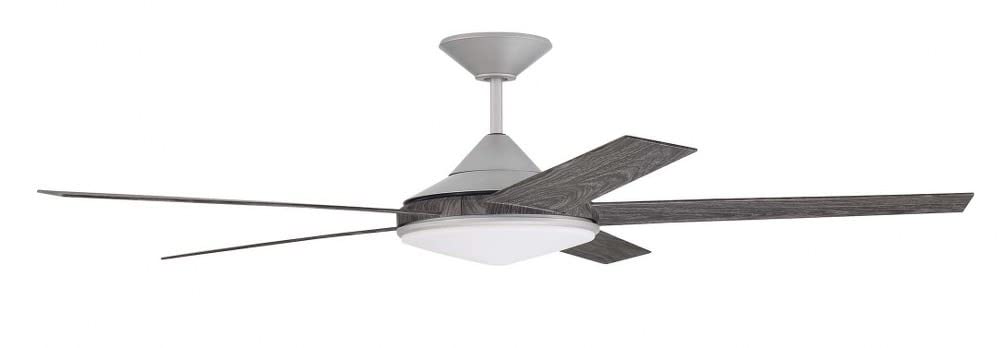 Craftmade 60" Delaney Indoor/Outdoor Painted Nickel Finish Ceiling Fan, LED Light Kit (Optional), Remote Control Included, Smart WiFi Enabled w/Voice Activation, works w/Alexa & Smart Home Devices
