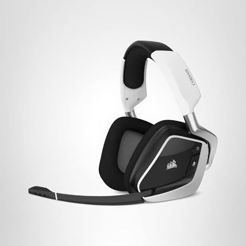 Corsair Void RGB Elite Wireless Gaming Headset – 7.1 Surround Sound – Omni-Directional Microphone – Microfiber Mesh Earpads – Up to 40ft Range – iCUE Compatible – PC, Mac, PS5, PS4 – White