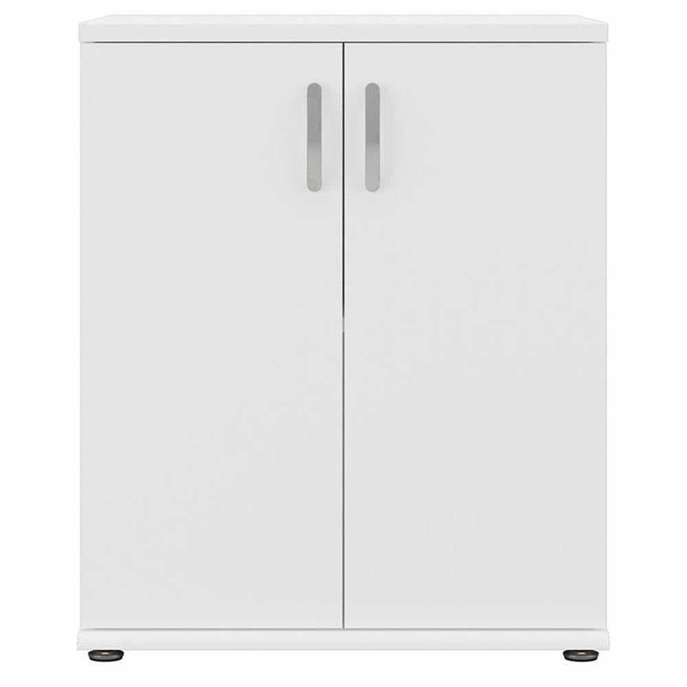 Maklaine Engineered Wood Laundry Room Cabinet, 28W x 25D x 34H, White Finish, Adjustable Shelves, 2 Doors with Euro Hinges, Freestanding Utility Storage for Laundry Room Organization