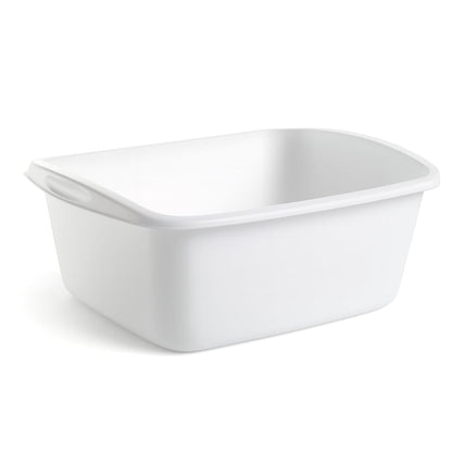 Tribello Plastic Wash Tub Dishpan Basin and Foot Bath for Soaking Feet, Laundry Hand Wash Bucket, Dish Pans for Washing and Storage Cleaning Supplies - 12 Quarts - Heavy Duty - Made in USA (White)