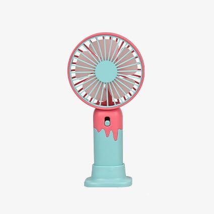 New Cartoon Fruit Handheld Fan, USB Charging Portable Fan with Base, 2-speed Wind (Dblue)