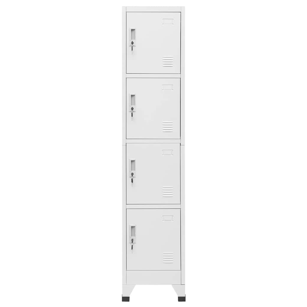 mtlskopl Grey Storage Cabinet 15x15x71 in Steel Locker with 4 Locking Doors Ventilated Office Organizer for Home Garage Bathroom