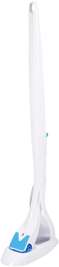 Toilet Brush with Long Handle, Cotton Toilet Scrubber Wand and Replaceable Detergent Head for Home Bathroom Cleaning