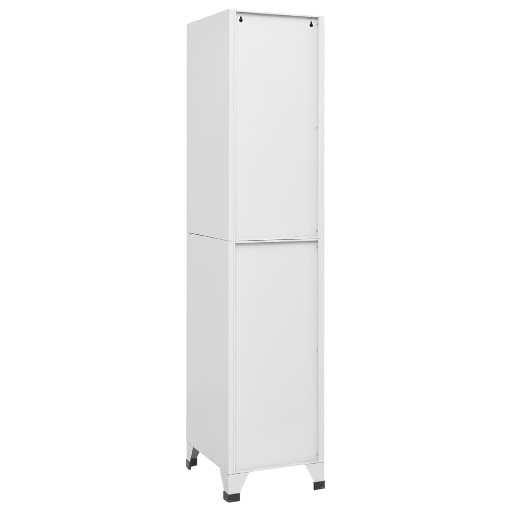 mtlskopl Grey Storage Cabinet 15x15x71 in Steel Locker with 4 Locking Doors Ventilated Office Organizer for Home Garage Bathroom