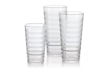 G.E.T. SW-1516-CL Orbis Shatterproof Opaque Striped Plastic Tumbler - 16 Ounce, Clear (Set of 12)