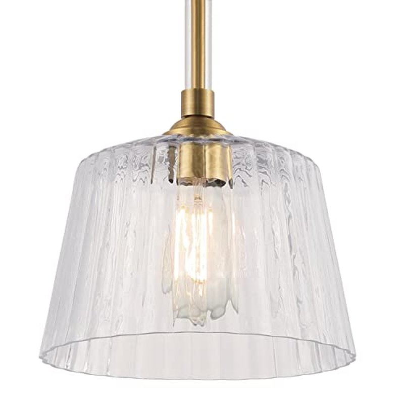 Westinghouse 6130200 Aggie Transitional One Light Indoor Pendant, Brushed Brass Finish, Clear Ribbed Glass