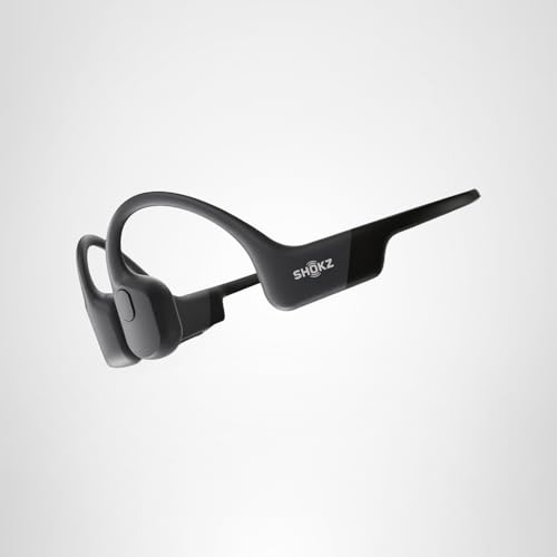 SHOKZ OpenRun Bone Conduction Headphones,Open-Ear Bluetooth Wireless Sport Headphones for Running & Workout,Sweat Resistant, Long 8H Playtime,Mic,Hair Band-Standard-Black