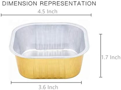 KEISEN square 4 2/5" Disposable Aluminum Foil Cups, 300ml for Muffin Cupcake Baking, 24/PK