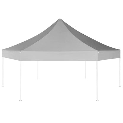 Xhnifbn Grey Hexagonal Pop-Up Gazebo 11.8ft x 10.2ft Powder-Coated Steel Frame Instant Canopy Tent with Water-Repellent Fabric for Backyard Patio Party & Garden Events
