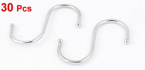 uxcell Stainless Steel S Shape Kitchen Pot Pan Hanging Hooks, 30pcs