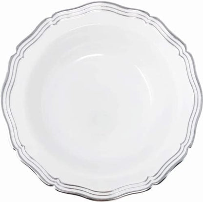 DecorLine Elegant Aristocrat Collection Dessert Bowls White/Silver (Pack of 10) - Perfect for Special Occasions &