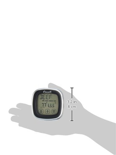 Escali Touch Screen LCD Display Digital Timer, Oven Safe Stainless Steel Probe, Black