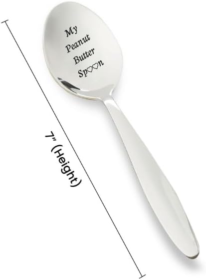 My Peanut Butter Spoon - Engraved Stainless Steel Spoon with Two Little Heart - Unique Gifts for Boy Girl Mom Dad Kids