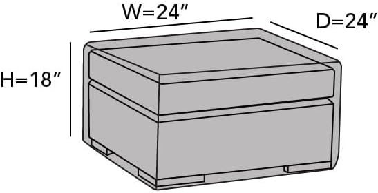 300D 24W 24D 18H, Covermates Elite Square Ottoman Cover Heavy-Duty Polyester, Water-Resistant, Mesh Vent, Drawcord