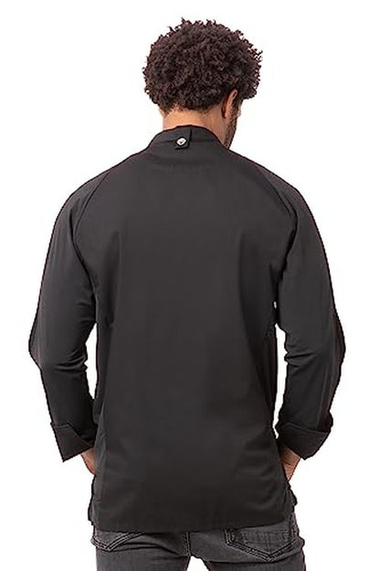Chef Works Men's Valencia Chef Coat, Black, Large