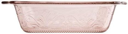 Anchor Hocking Square Baking Dish - Glass - 8 x 8 - Embossed Design in Rose Color