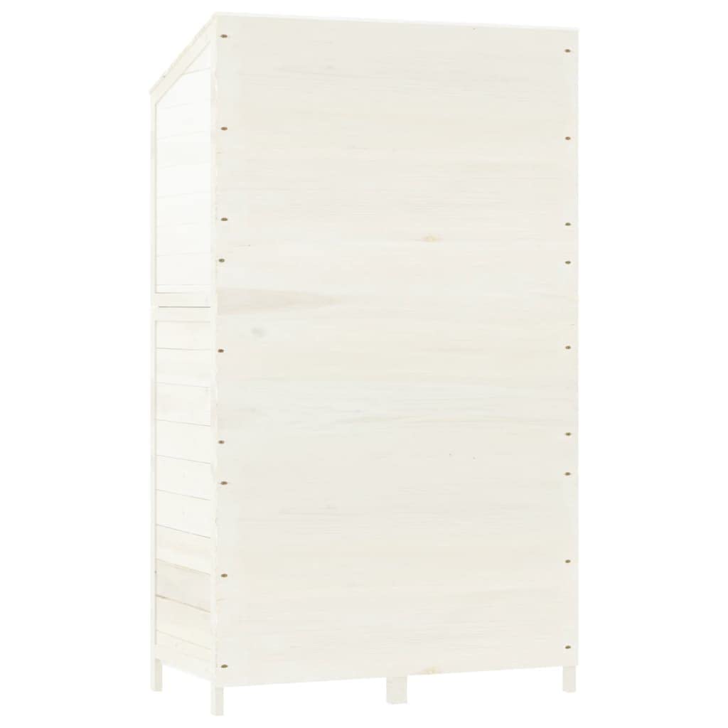 Outdoor Garden Shed 40.2x20.5x68.7 in, Solid Fir Wood Storage Cabinet with Lockable Doors for Backyard Lawn Tool Organization, White