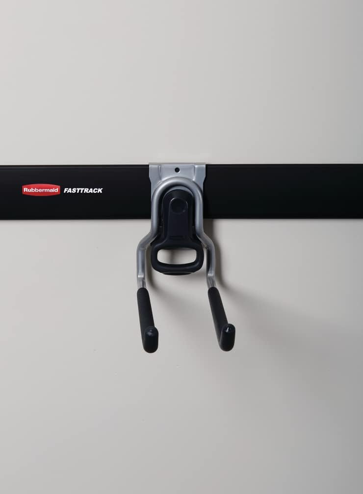 Rubbermaid FastTrack Rail Multi-Purpose Hook - 50 lbs Capacity Satin Nickel Wall-Mounted Storage Solution