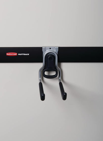 Rubbermaid FastTrack Rail Multi-Purpose Hook - 50 lbs Capacity Satin Nickel Wall-Mounted Storage Solution