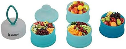 BariatricPal 4 Compartment Detachable Food & Powder Storage Containers, Stackable and Portion Controlled (Blue-Teal)