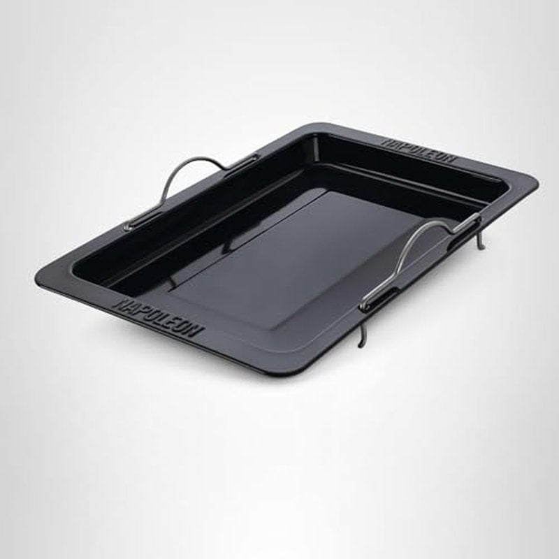 Napoleon Grill Roasting Pan - Porcelain Enameled, Drop-in Roasting Pan, 17.75 in x 28.6 in, Fits Prestige/Prestige PRO/Rogue Grills, Retractable Handles