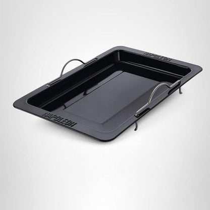 Napoleon Grill Roasting Pan - Porcelain Enameled, Drop-in Roasting Pan, 17.75 in x 28.6 in, Fits Prestige/Prestige PRO/Rogue Grills, Retractable Handles