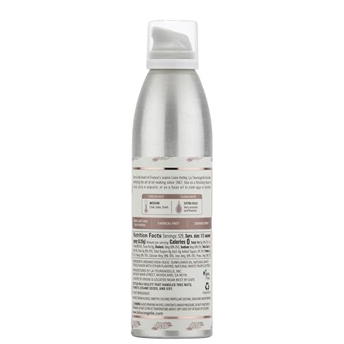 La Tourangelle, White Truffle Cooking Spray, Complex Gourmet Earthy Flavor for Spraying on Pasta, Popcorn, Vegetables, Potatoes, and More, 5 Fl Oz