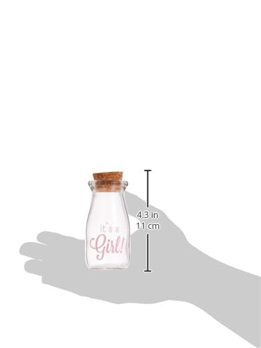 Kate Aspen 12 Piece Vintage Milk Favor Jar, DIY Baby Shower Party Favor, Centerpiece, Bud Vase, It's a Girl